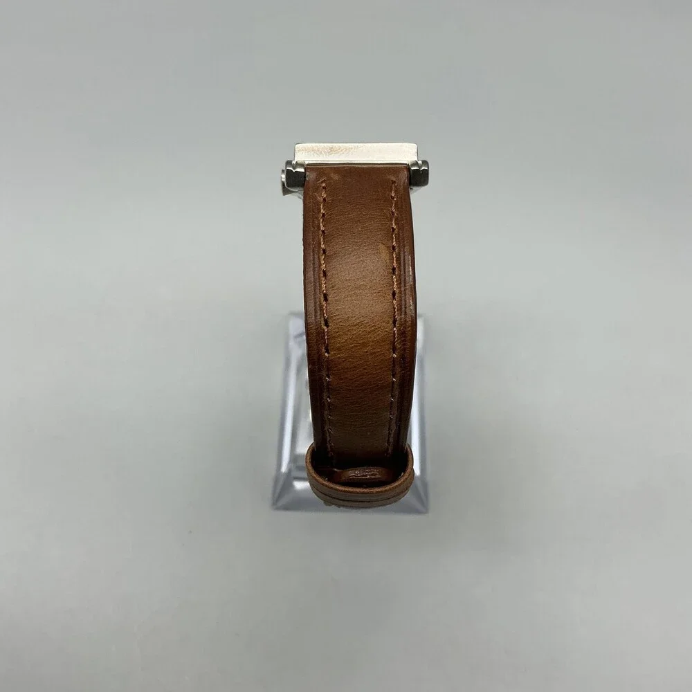 Vintage Quill Womens Watch 23mm Silver Dial Brown Leather Strap New Battery
